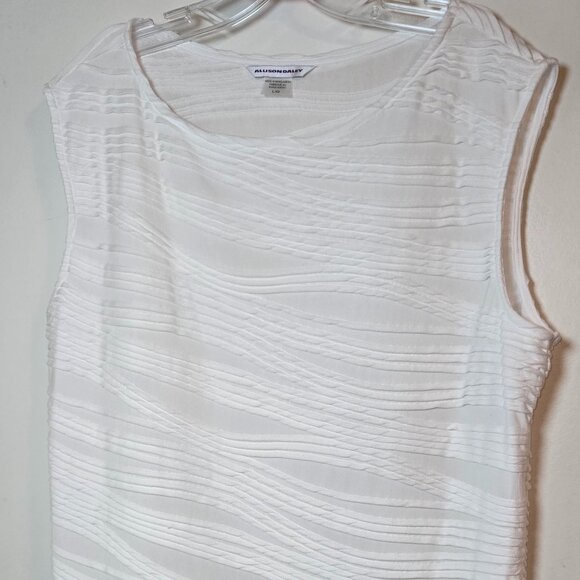 Allison Daley Wave Ribbed White Sleeveless Shell Tank Top Women’s Size Large - Picture 1 of 3